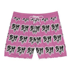 Men's Swim Shorts — Pink Graffiti 'BH' All-Over Print