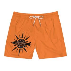 Orange Surf Sun Swim Shorts — 'Soulfire' Graphic Men's Mid-Length Trunks